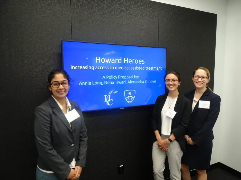 Student team 4, Howard Heroes, presenting their hackathon solution